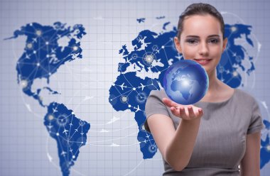 Woman in global travel concept