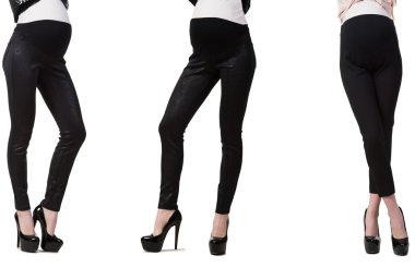 Karmaşık görüntülü hamile kadın beyazda izole edilmiş.