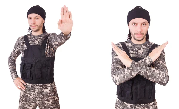 Soldado aislado sobre fondo blanco — Foto de Stock