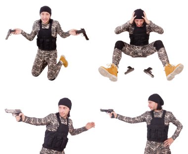 Silahlı asker beyazı izole etti.