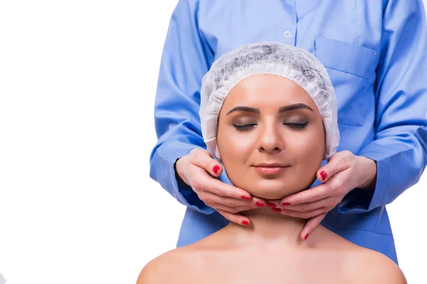 Beautiful young woman during face massage session — Stock Photo, Image