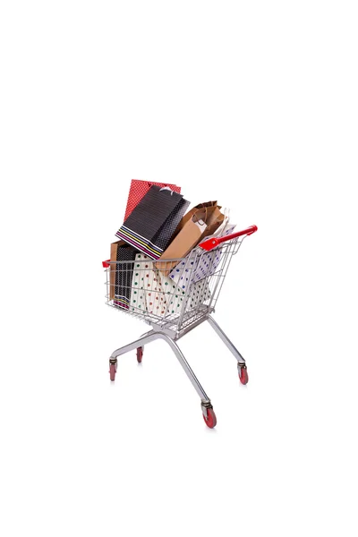 Shopping cart trolley isolated on the white background — Stock Photo, Image