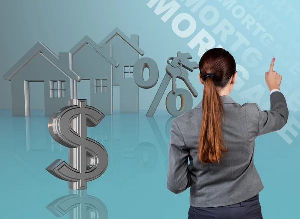 Businesswoman in real estate mortgage concept — Stock Photo, Image