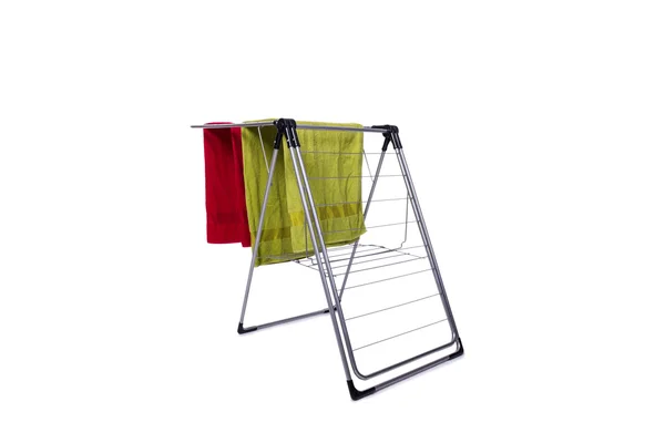 Clotheshorse dobrável isolado no fundo branco — Fotografia de Stock