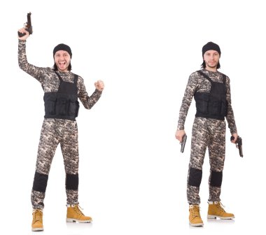 Silahlı asker beyazı izole etti.