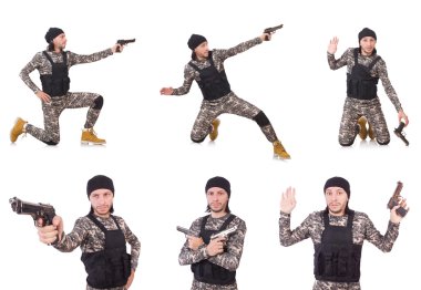 Silahlı asker beyazı izole etti.