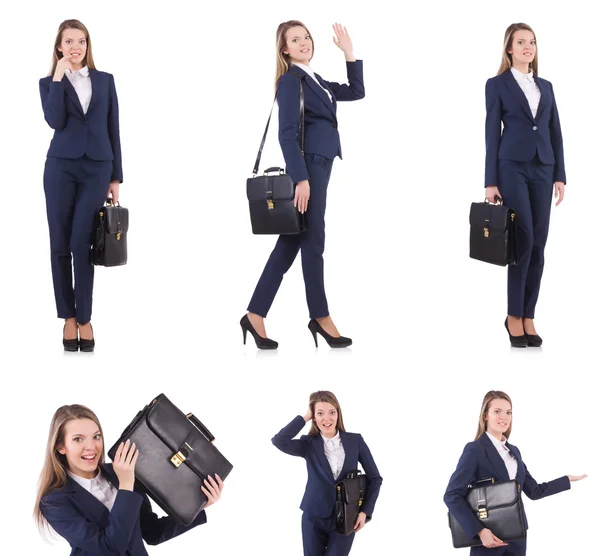 Mujer de negocios en traje aislado en blanco — Foto de Stock