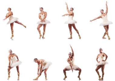 Beyaz bale etekli adam izole edilmiş.