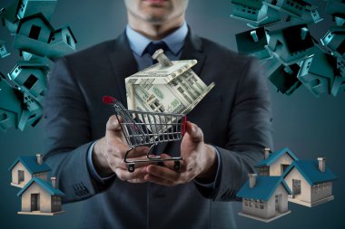 Adam içinde ev satın mortgage kavramı