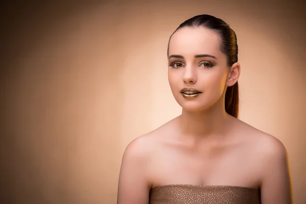 Woman with beautiful make-up against background — Stock Photo, Image