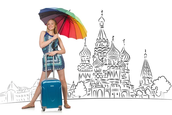 Young girl in concept of tourism to Russia — Stock Photo, Image