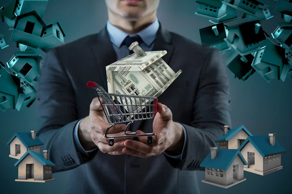 Adam içinde ev satın mortgage kavramı