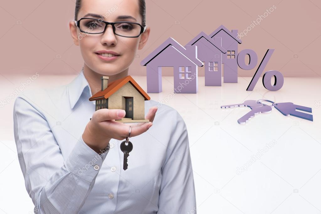 Businesswoman in real estate mortgage concept
