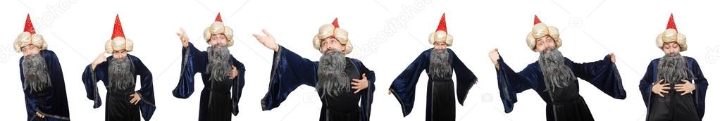 Funny wise wizard isolated on the white