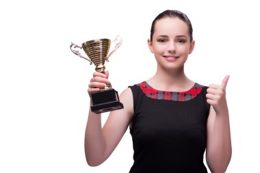 Kadın beyaz izole Kupası Ödülü