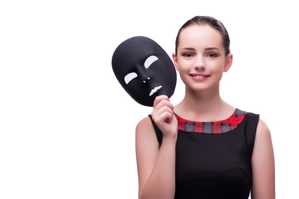 Young woman with mask isolated on white — Stock Photo, Image