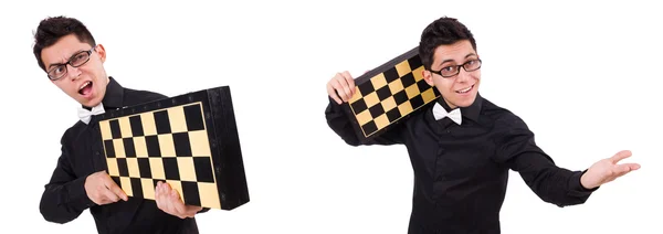 Funny chess player isolated on white — Stock Photo, Image