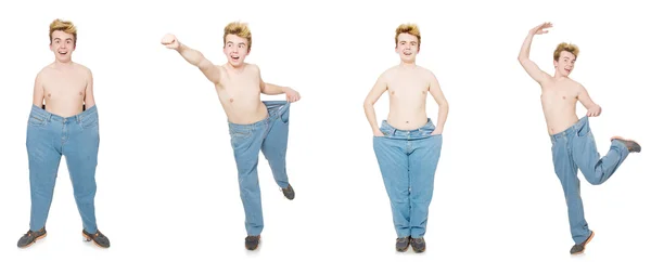 Забавна людина з брюками ізольована на білому — стокове фото