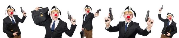 Клоун бізнесмена в кумедному концепті ізольовані на білому — стокове фото