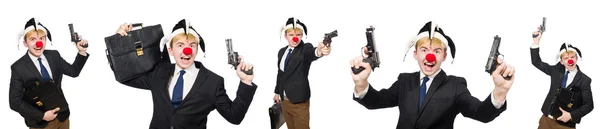 Affärsman clown i roligt koncept isolerad på vitt — Stockfoto