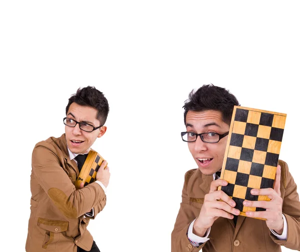 Смешной шахматист, изолированный на белом — стоковое фото