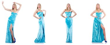 Beyaz üzerine uzun model modayla moda kavramı