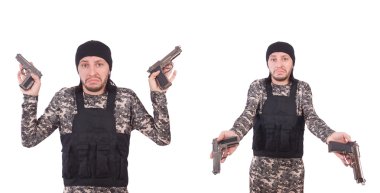 Silahlı asker beyazı izole etti.