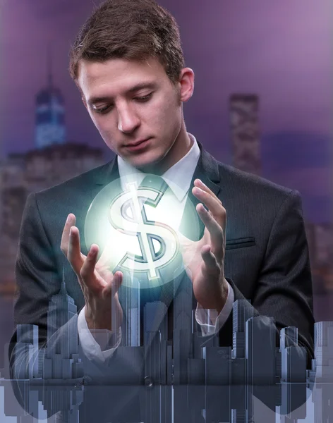 Mann in amerikanischem Dollar-Konzept — Stockfoto