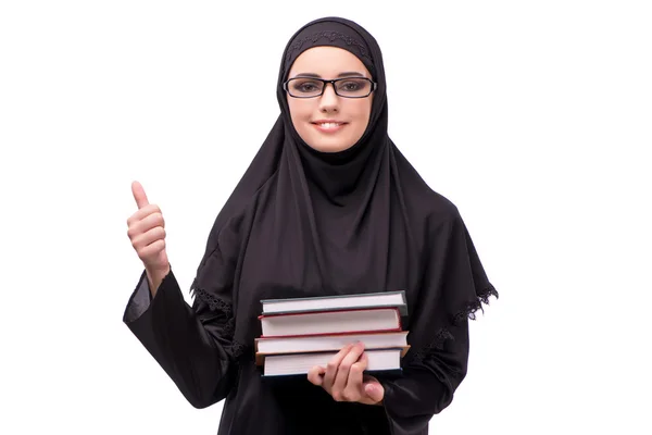 Muslim woman in black dress isolated on white — Stock Photo, Image