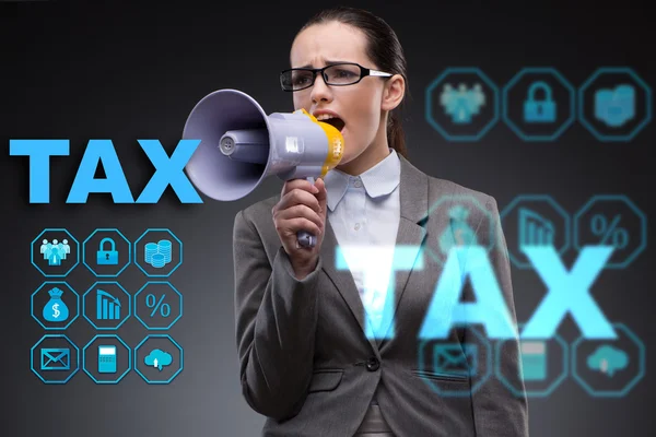 Businesswoman in business tax concept — Stock Photo, Image