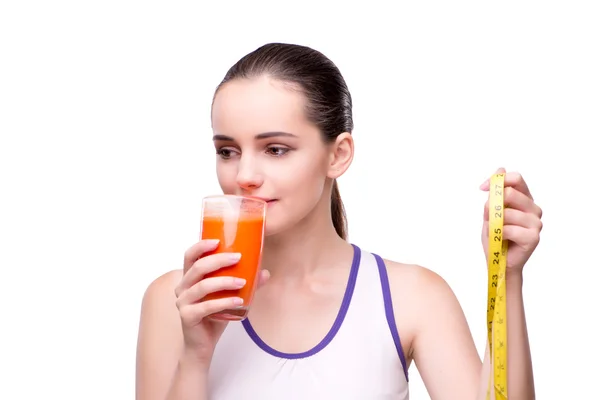 Woman with glass of juice and drink — Stock Photo, Image