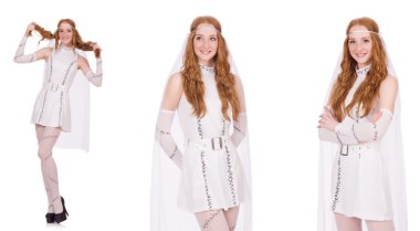 Beyaz tenli, açık renkli, büyüleyici elbiseli güzel bayan.