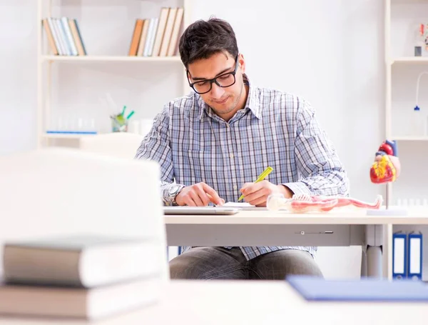 Estudiante de medicina estudiando el corazón — Foto de Stock