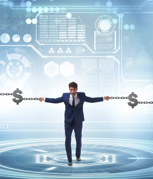 Blockchain concept with businessmen holding hands — Stock Photo, Image