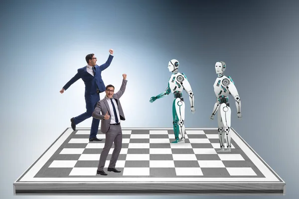 ロボットと人間の競争の概念 — ストック写真