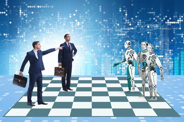 Concept of rivalry between robots and humans — Stock Photo, Image