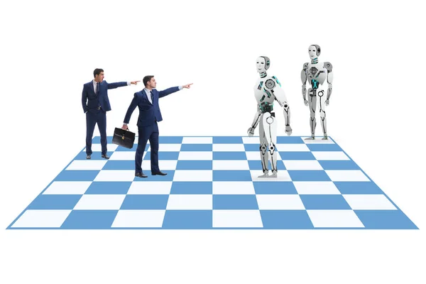 Konzept der Rivalität zwischen Robotern und Menschen — Stockfoto