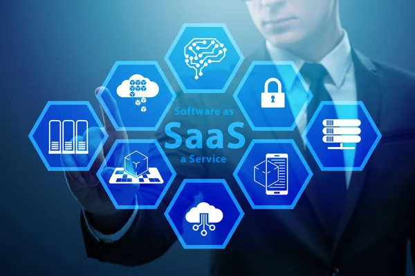 Software als service - SaaS concept met zakenman — Stockfoto