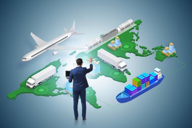 İş adamıyla küresel lojistik kavramı