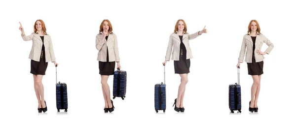 Reisekonzept mit Gepäck auf Weiß — Stockfoto