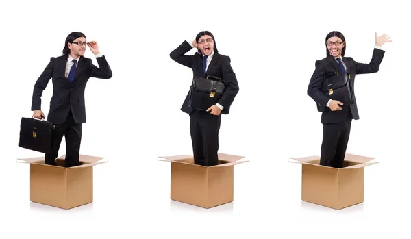 Man in thinking out of the box concept — Stock Photo, Image