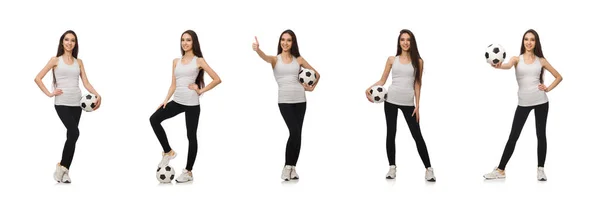 Una chica con bola aislada en blanco — Foto de Stock