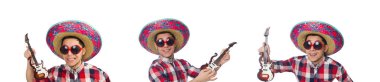 Konseptte sombrero olan komik bir Meksikalı.