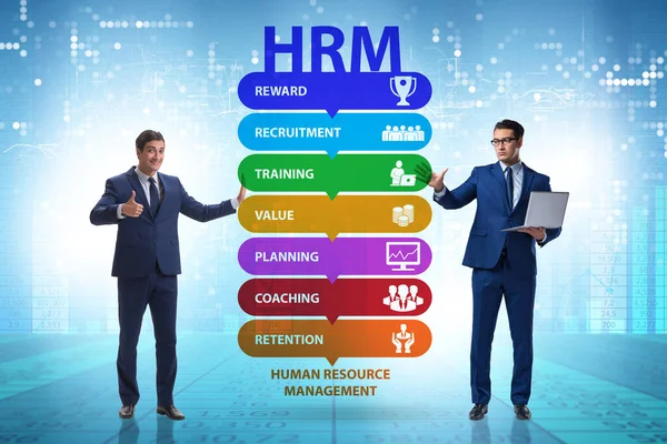 HRM - Concepto de gestión de recursos humanos con empresario — Foto de Stock