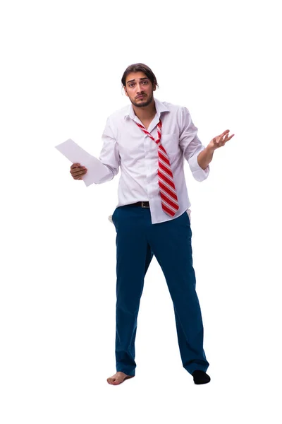 Молодой человек с бумагой в концепции безработицы — стоковое фото