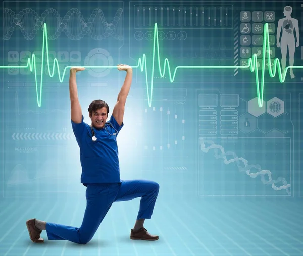 Medico uomo in cardiologia concetto di telemedicina — Foto Stock