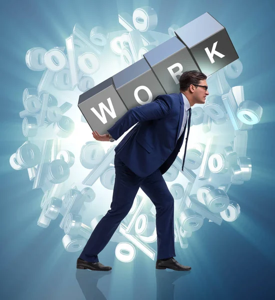 Zakenman te hard aan het werk in business concept — Stockfoto