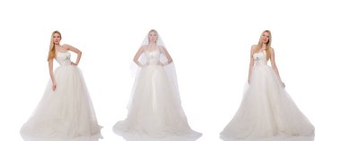 Gelinlikli kadın beyazlar içinde.