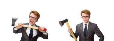 Silahlı genç iş adamı beyazlara izole edildi.