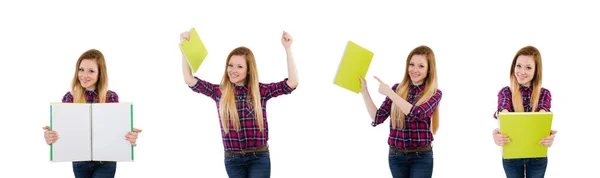 Jonge student geïsoleerd op de witte achtergrond — Stockfoto